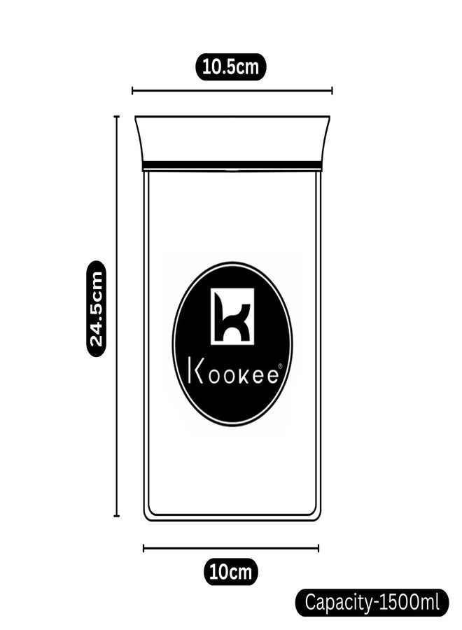 Kookee Acrylic Airtight Canister Jar & Container for Kitchen Food Storage, Used for Store Uncooked Rice, Cereal, Pasta, Coffee, Tea, Flour, Sugar (Pack of 3) (11220) - Image 5